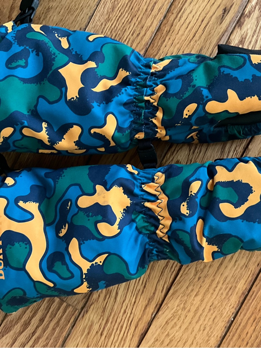 Burton Kids Grommitt Mittens Teal Blue Green Yellow Camo